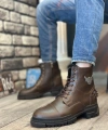 Shoecide Sb0080 Kartal Fermuarlı Tokalı Kahverengi Erkek Klasik Spor Klasik Yarım Bilek Bot