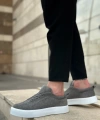 Shoecide Sb0104 Bağcıklı Gri Süet Beyaz Taban Spor Klasik Erkek Ayakkabı