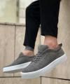Shoecide Sb0104 Bağcıklı Gri Süet Beyaz Taban Spor Klasik Erkek Ayakkabı