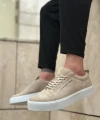 Shoecide Sb0104 Bağcıklı Krem Süet Beyaz Taban Spor Klasik Erkek Ayakkabı