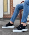 Shoecide Sb0104 Bağcıklı Siyah Ekose Süet Beyaz Taban Spor Klasik Erkek Ayakkabı