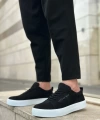 Shoecide Sb0104 Bağcıklı Siyah Süet Beyaz Taban Spor Klasik Erkek Ayakkabı