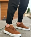 Shoecide Sb0104 Bağcıklı Taba Süet Beyaz Taban Spor Klasik Erkek Ayakkabı