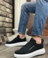 Shoecide Sb0134 Boa Kalın Yüksek Taban Çapraz Bant Siyah Beyaz Erkek Ayakkabı