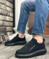 Shoecide Sb0134 Boa Kalın Yüksek Taban Çapraz Bant Siyah Erkek Ayakkabı