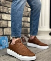 Shoecide Sb0134 Boa Kalın Yüksek Taban Çapraz Bant Taba Beyaz Erkek Ayakkabı