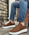 Shoecide Sb0134 Boa Kalın Yüksek Taban Çapraz Bant Taba Beyaz Erkek Ayakkabı