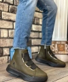 Shoecide Sb0142 Bantlı Erkek Yüksek Taban Haki Spor Bot