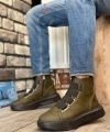 Shoecide Sb0142 Bantlı Erkek Yüksek Taban Haki Spor Bot