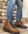 Shoecide Sb0142 Bantlı Erkek Yüksek Taban Kahverengi Spor Bot
