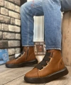 Shoecide Sb0142 Bantlı Erkek Yüksek Taban Kahverengi Spor Bot