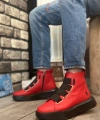 Shoecide Sb0142 Bantlı Erkek Yüksek Taban Kırmızı Spor Bot