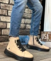 Shoecide Sb0142 Bantlı Erkek Yüksek Taban Krem Spor Bot