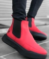 Shoecide Sb0150 Bağcıksız Bantlı Erkek Yüksek Taban Kırmızı Spor Bot