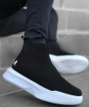 Shoecide Sb0150 Bağcıksız Bantlı Erkek Yüksek Taban Siyah Spor Bot