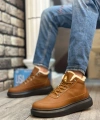 Shoecide Sb0151 İçi Kürklü Bağcıklı Açık Taba Erkek Tarz Spor Bot