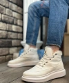 Shoecide Sb0151 İçi Kürklü Bağcıklı Beyaz Erkek Tarz Spor Bot