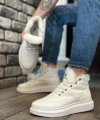 Shoecide Sb0151 İçi Kürklü Bağcıklı Beyaz Erkek Tarz Spor Bot