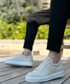 Shoecide Sb0152 Bağcıklı Yüksek Taban Krem Keten Erkek Ayakkabı