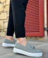 Shoecide Sb0154 Bağcıksız Yüksek Taban Gri Süet Püsküllü Erkek Ayakkabı