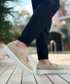 Shoecide Sb0154  Bağcıksız Yüksek Taban Keten Krem Renk Püsküllü Erkek Ayakkabı