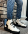 Shoecide Sb0155 Bağcıklı Erkek Yüksek Taban Beyaz Siyah Taban Spor Bot