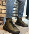 Shoecide Sb0155 Bağcıklı Erkek Yüksek Taban Haki Spor Bot