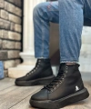 Shoecide Sb0155 Bağcıklı Erkek Yüksek Taban Siyah Spor Bot