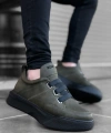 Shoecide Sb0160 Bantlı Erkek Yüksek Taban Haki Spor Ayakkabı