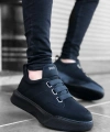 Shoecide Sb0160 Bantlı Erkek Yüksek Taban Siyah Spor Ayakkabı