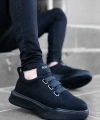 Shoecide Sb0160 Bantlı Erkek Yüksek Taban Siyah Spor Ayakkabı