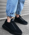 Shoecide Sb0161 Bağcıklı Erkek Yüksek Taban Siyah Spor Ayakkabı