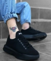 Shoecide Sb0161 Bağcıklı Erkek Yüksek Taban Siyah Spor Ayakkabı