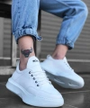 Shoecide Sb0163 Bağcıklı Erkek Yüksek Taban Beyaz Spor Ayakkabı