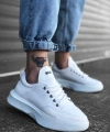 Shoecide Sb0163 Bağcıklı Erkek Yüksek Taban Beyaz Spor Ayakkabı