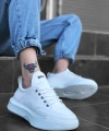 Shoecide Sb0163 Bağcıklı Erkek Yüksek Taban Beyaz Spor Ayakkabı