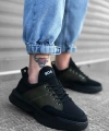 Shoecide Sb0163 Bağcıklı Erkek Yüksek Taban Siyah Haki Spor Ayakkabı
