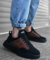 Shoecide Sb0163 Bağcıklı Erkek Yüksek Taban Siyah Taba Spor Ayakkabı