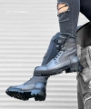 Shoecide Sb0183 İçi Dışı Hakiki Deri Gri Erkek Postal Bot
