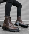 Shoecide Sb0183 İçi Dışı Hakiki Deri Kahverengi Erkek Postal Bot