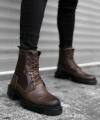 Shoecide Sb0183 İçi Dışı Hakiki Deri Kahverengi Erkek Postal Bot