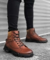Shoecide Sb0184 İçi Dışı Hakiki Deri Taba Erkek Fermuarlı Yarım Bot