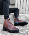 Shoecide Sb0187 İçi Dışı Hakiki Deri Taba Erkek Fermuarlı Yarım Bot