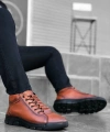 Shoecide Sb0213 Gizli Bağcıklı Hakiki Deri Taba Erkek Yarım Bilek  Bot