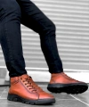 Shoecide Sb0213 Gizli Bağcıklı Hakiki Deri Taba Erkek Yarım Bilek  Bot
