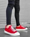 Shoecide Sb0223 Boa Rahat Düz Taban Keten Bağcıklı Kırmızı Günlük Erkek Ayakkabı