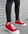 Shoecide Sb0223 Boa Rahat Düz Taban Keten Bağcıklı Kırmızı Günlük Erkek Ayakkabı