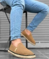 Shoecide Sb0224 Boa Rahat Düz Taban Espadril Örme Triko Taba Günlük Erkek Ayakkabı