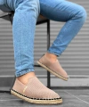Shoecide Sb0224 Boa Rahat Düz Taban Espadril Örme Triko Vizon Günlük Erkek Ayakkabı