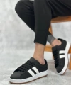 Shoecide Sb0235 Boa İki Çizgili Siyah Cilt Erkek Günlük Ayakkabı